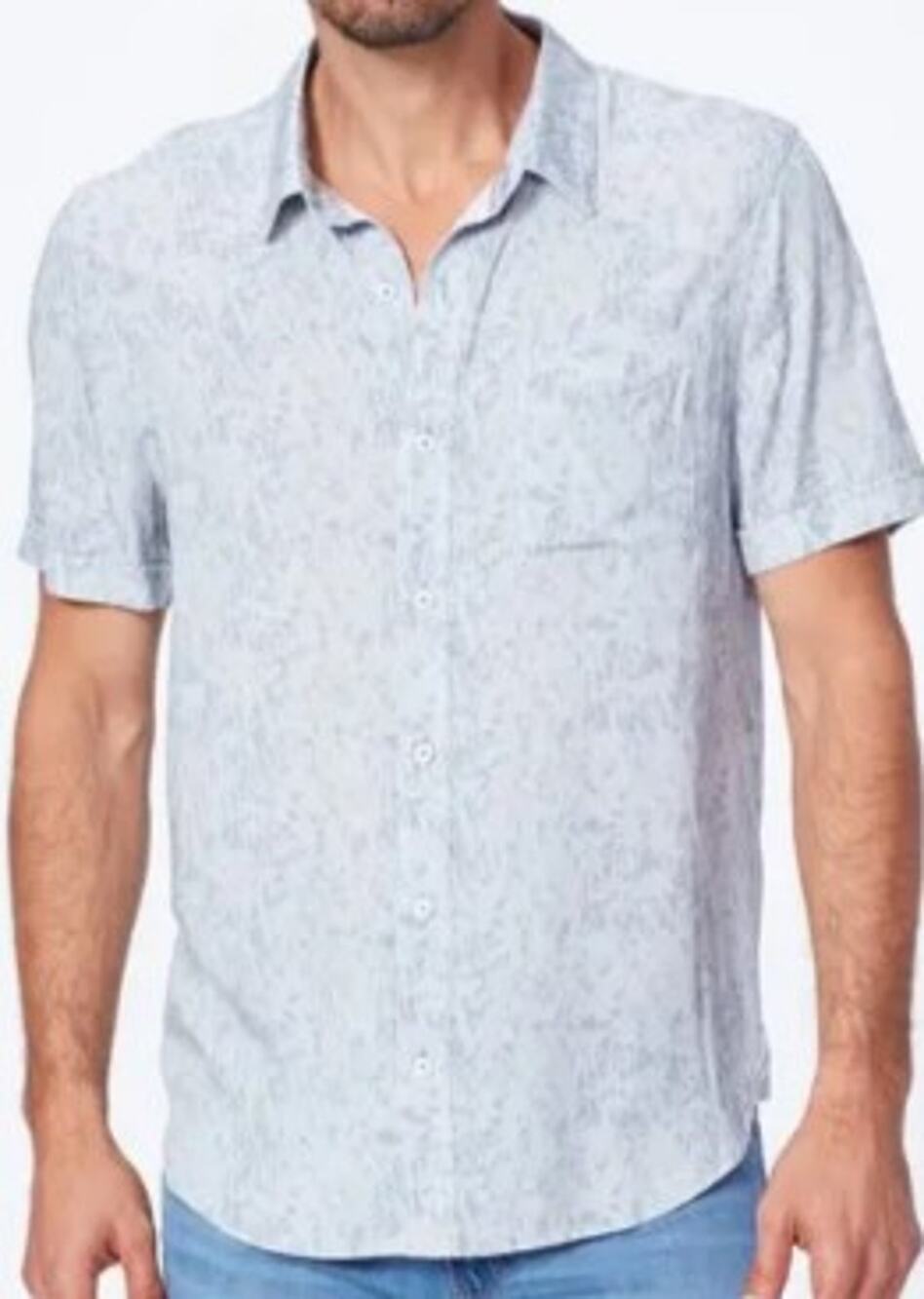Paige NWT Brayden Short Sleeve Button up Quarry Stormy Sea Small